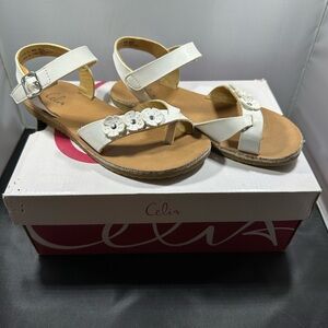 Girls White Leather Sandals